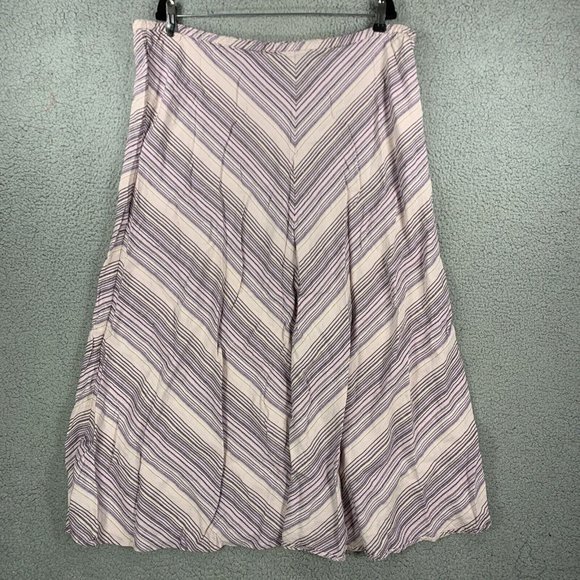 Lane Bryant Women's Maxi Skirt 16/18 Linen Blend Lined Stripe Modest Minimalist - Picture 7 of 9